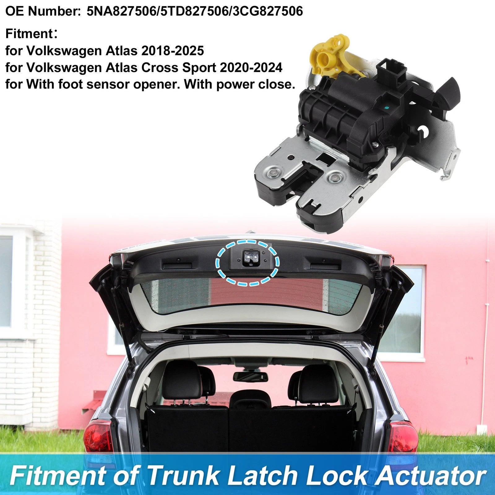 Rear Trunk Latch Lock Actuator Replacement for Volkswagen Atlas (2018–2025)