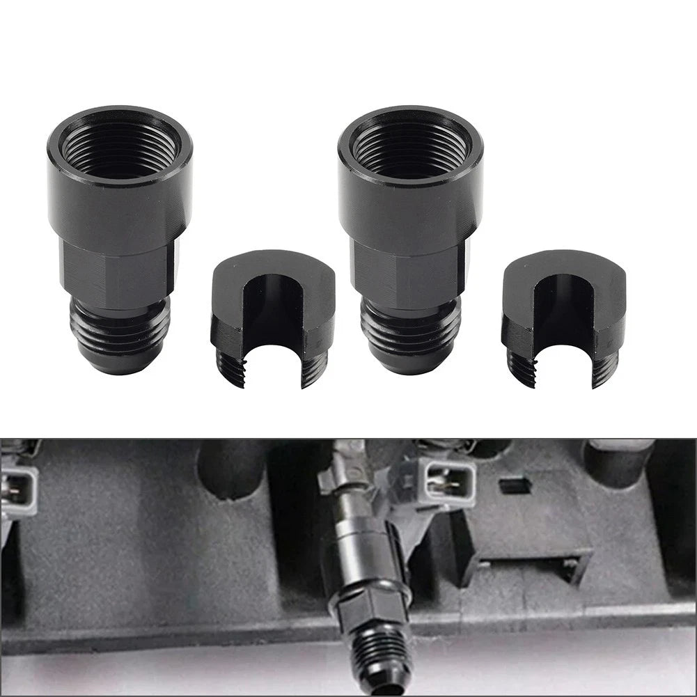 2pcs Black 6AN Male to 3/8'' Quick Disconnect EFI Fuel Rail Adapter Fitting