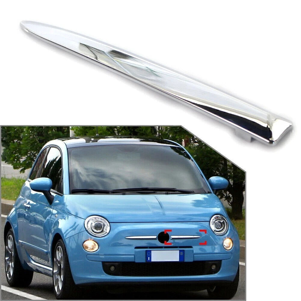Front Bumper Upper Panel Trim Cover for Fiat 500 (2007–2015) Chrome Left