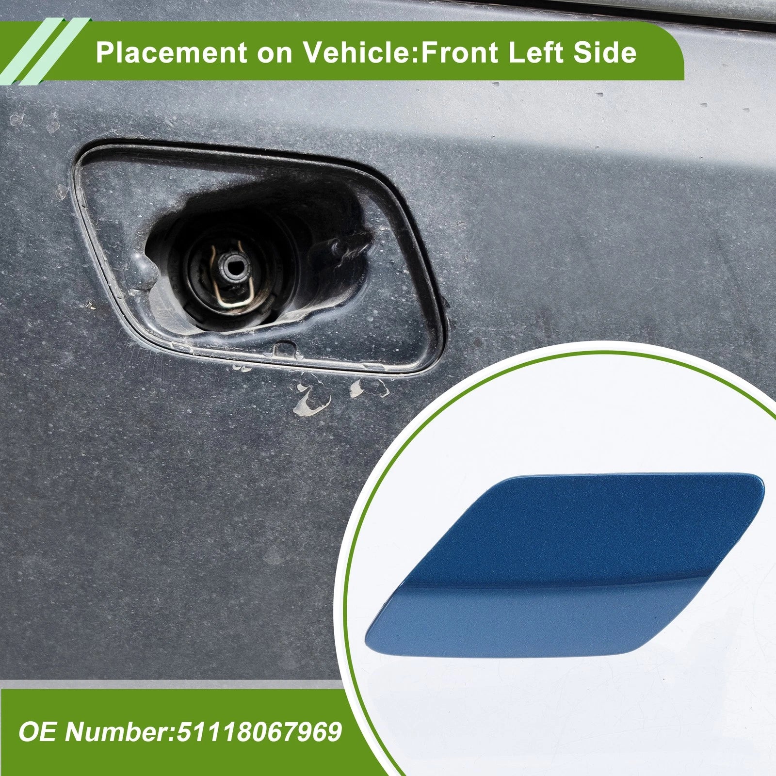 Front Left Washer Nozzle Cover Cap Replacement for BMW 320i (2013–2018)