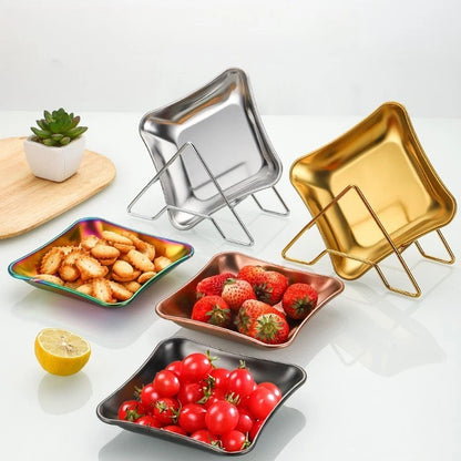 Set of 2 Stainless Steel Fruit Plates for Kitchen Counter