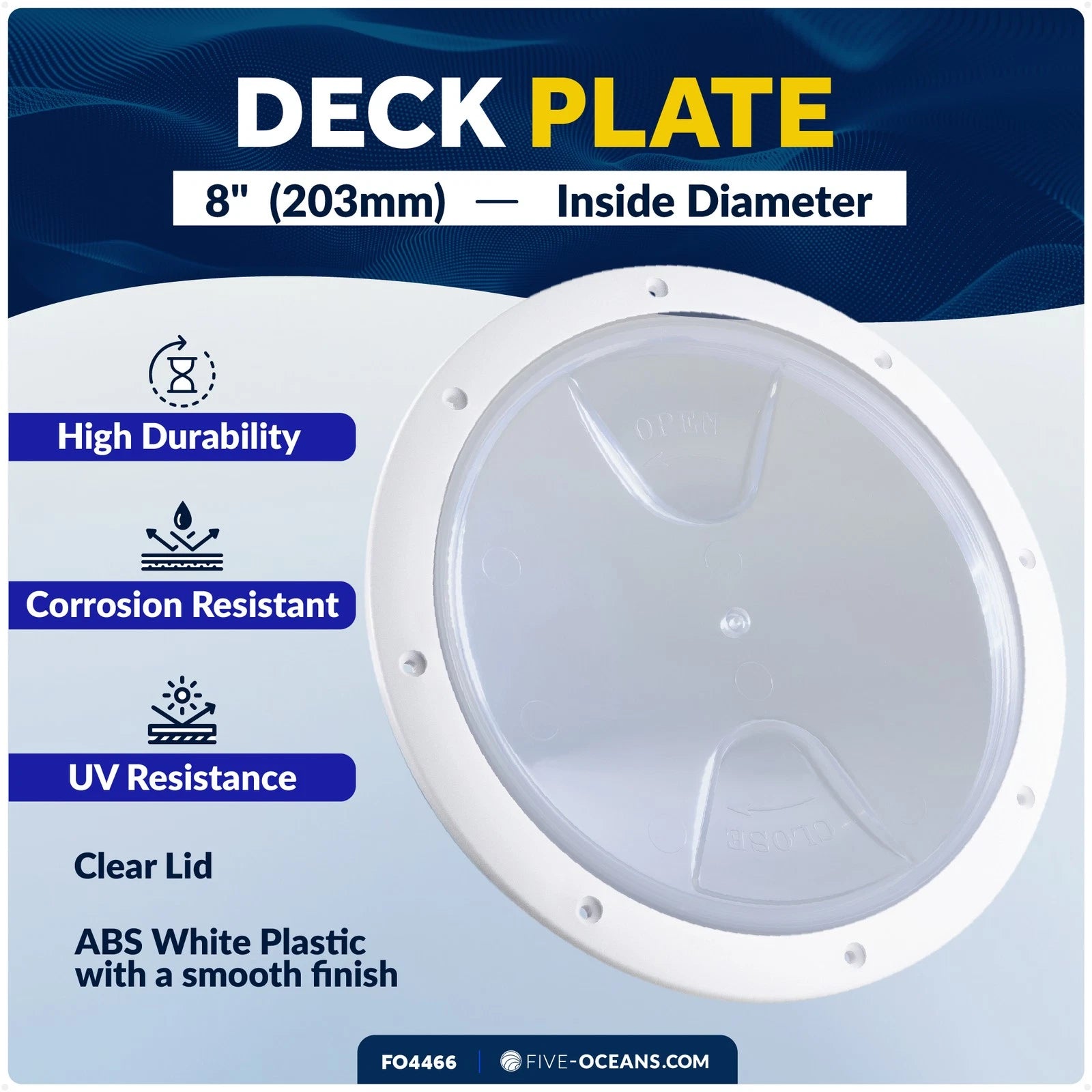 8" Round Inspection Deck Plate for Boat (Marine Access Hatch)