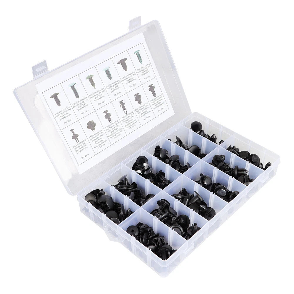 192Pcs Nylon Shield Pin Rivet Fasteners for Universal Vehicles (All Years)