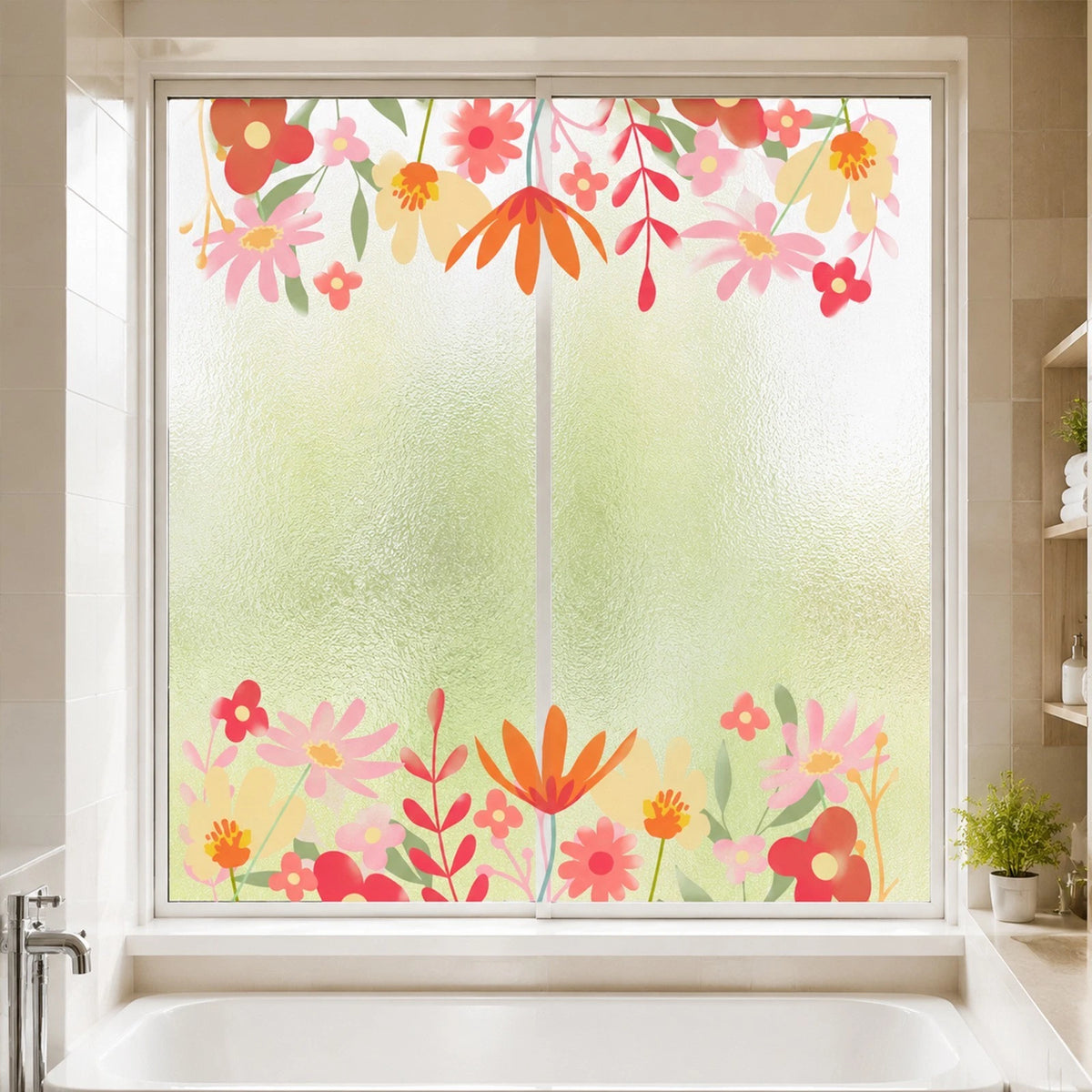 Reusable Floral Window Clings for Glass Doors - Lavender Wildflowers