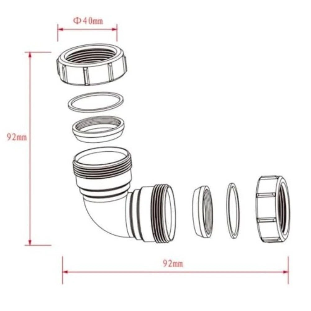 40mm PVC Pipe Adapter for Bathtub Kitchen Sink Shower Drainage