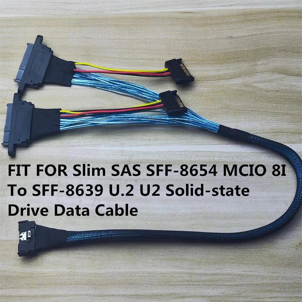 Slim SAS SFF-8654 MCIO 8I To SFF-8639 U.2 U2 Solid-state Drive Data Cable 70cm