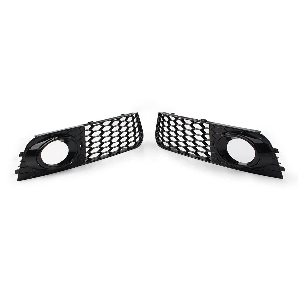 2X Front Fog Light Grille Cover for Audi A4 B8 (2009–2012) Black Hex Mesh