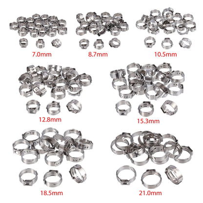 130 Pcs Hose Clamps Assortment for (7-21 mm)