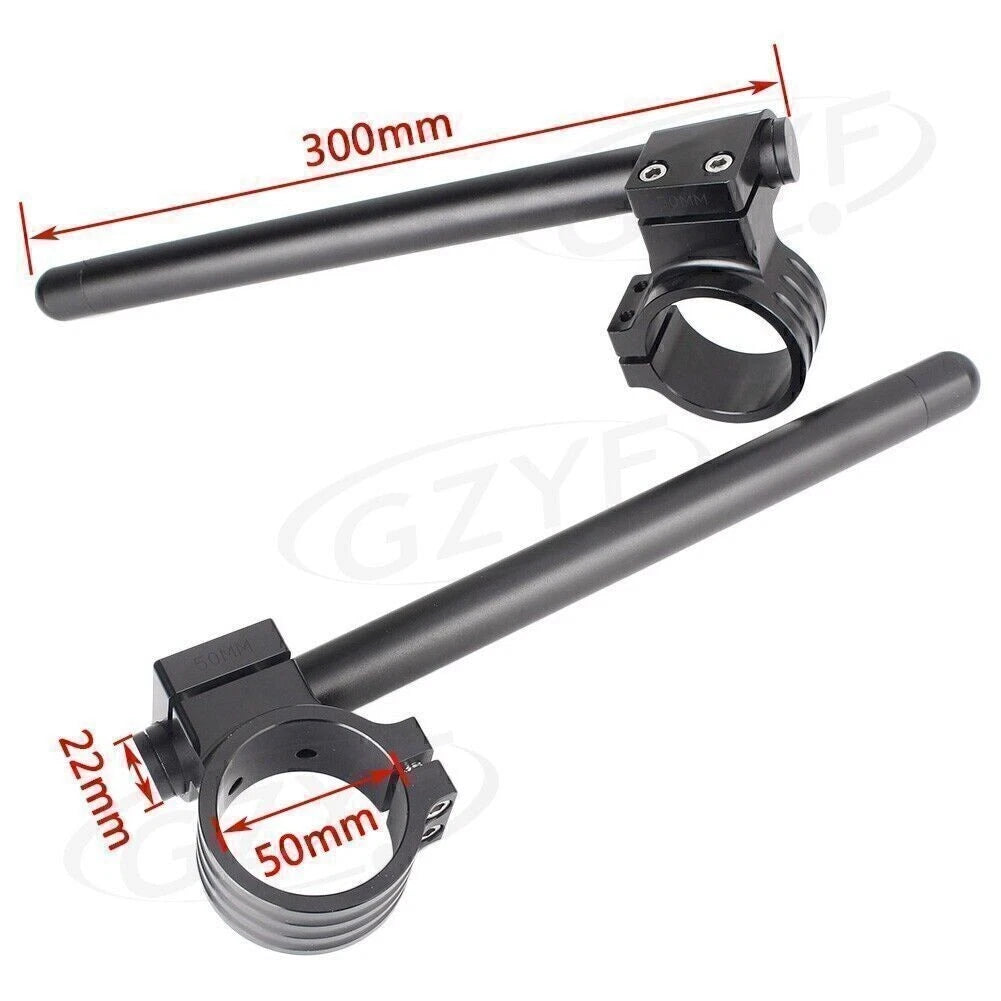 2X Clip On Handlebar Replacement for Motorcycle 50MM Fork Tube Black