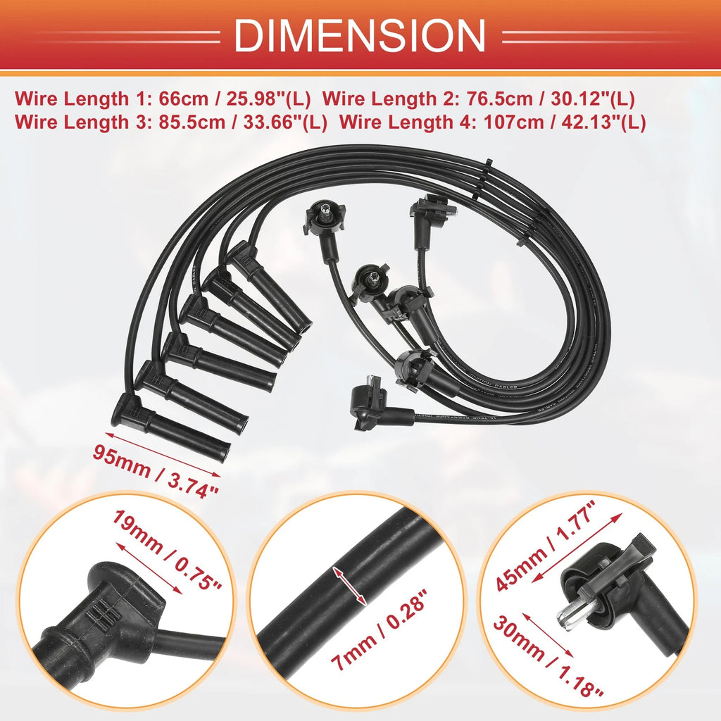 6X Spark Plug Wire Ignition Coil Cable No.1U2Z12259JB for Ford Explorer (2002–2005)