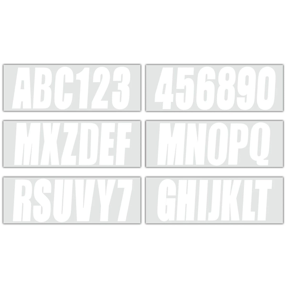 Set of 4 White Decals for Boat Registration A-Z & 0-9