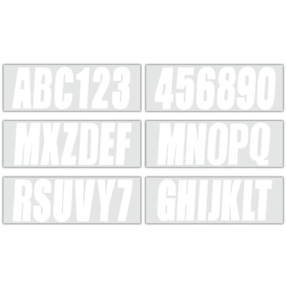 Set of 4 White Decals for Boat Registration A-Z & 0-9