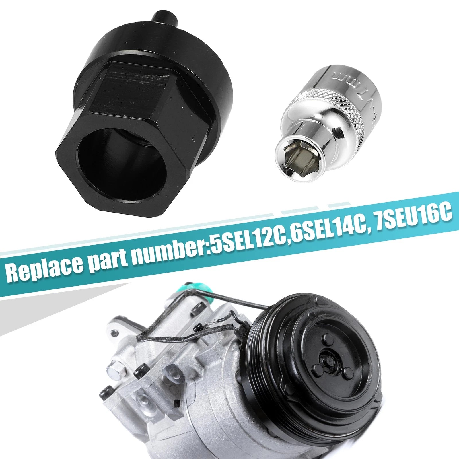 A/C Compressor Clutch Hub Remover Tool 7mm Socket for Mercedes 5SEL12 (2014–2018)