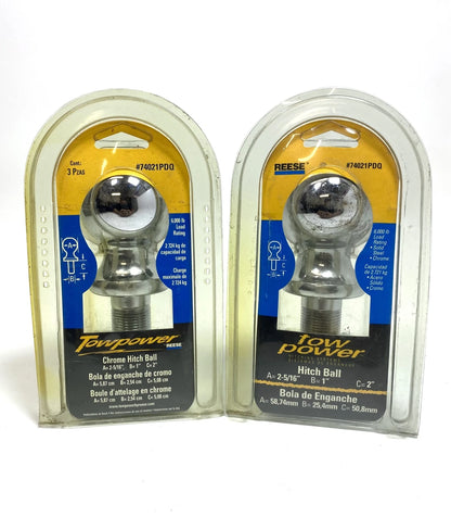 Set of 2 Chrome Hitch Balls for Reese 74021PDQ (6000 lbs Capacity)