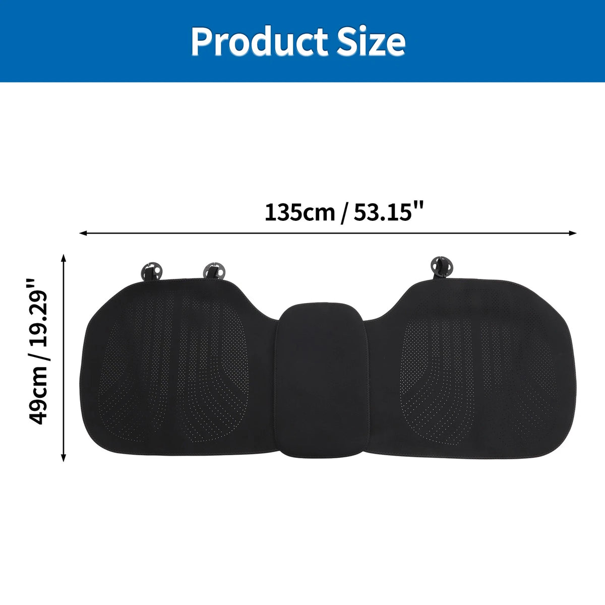 Black Nappa Leather Back Seat Cover for Rear Bench (Non-Slip, Breathable)