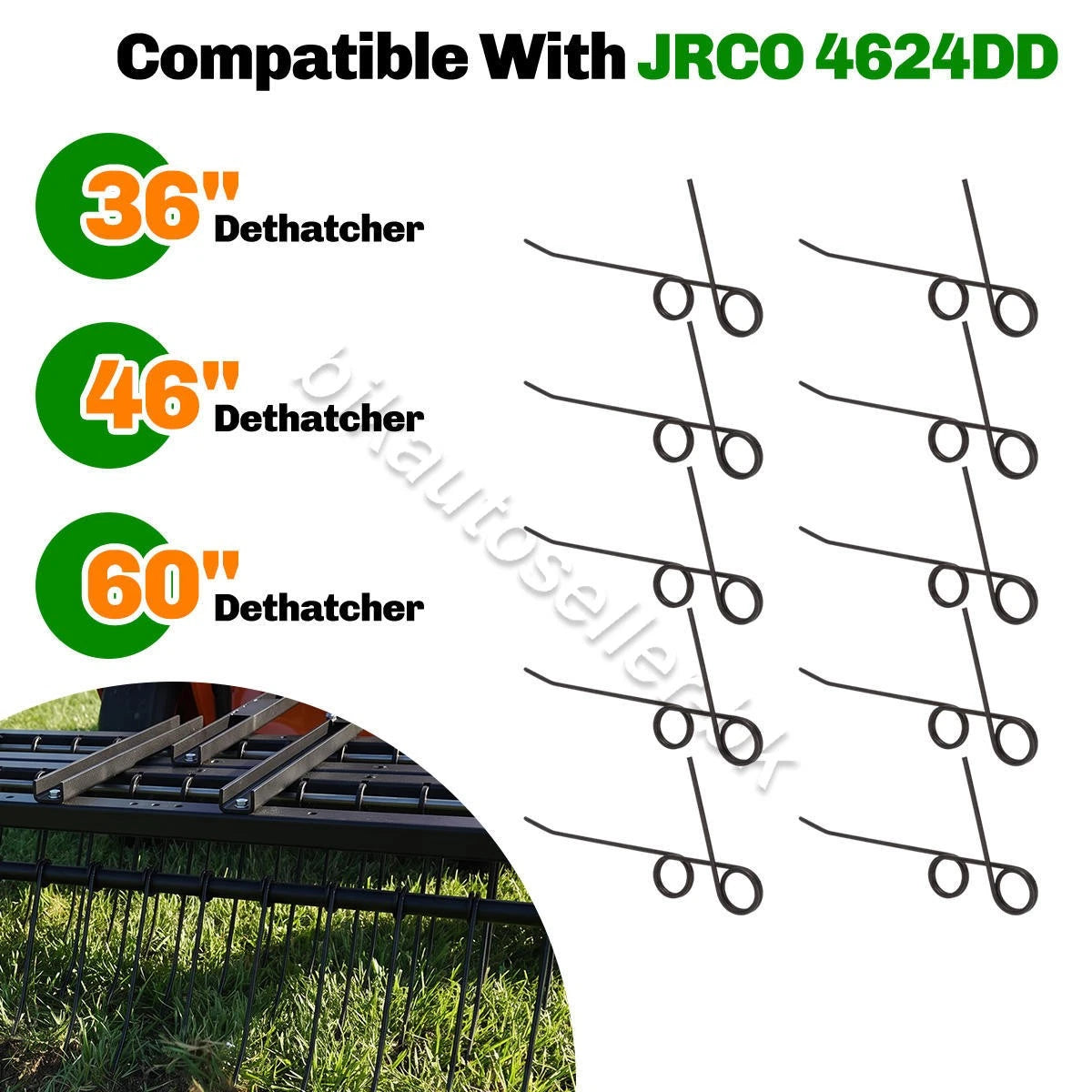 10pk Dethatcher Tines for JRCO Double Loop 36" 46" 60" (46224DD, 4624DD)