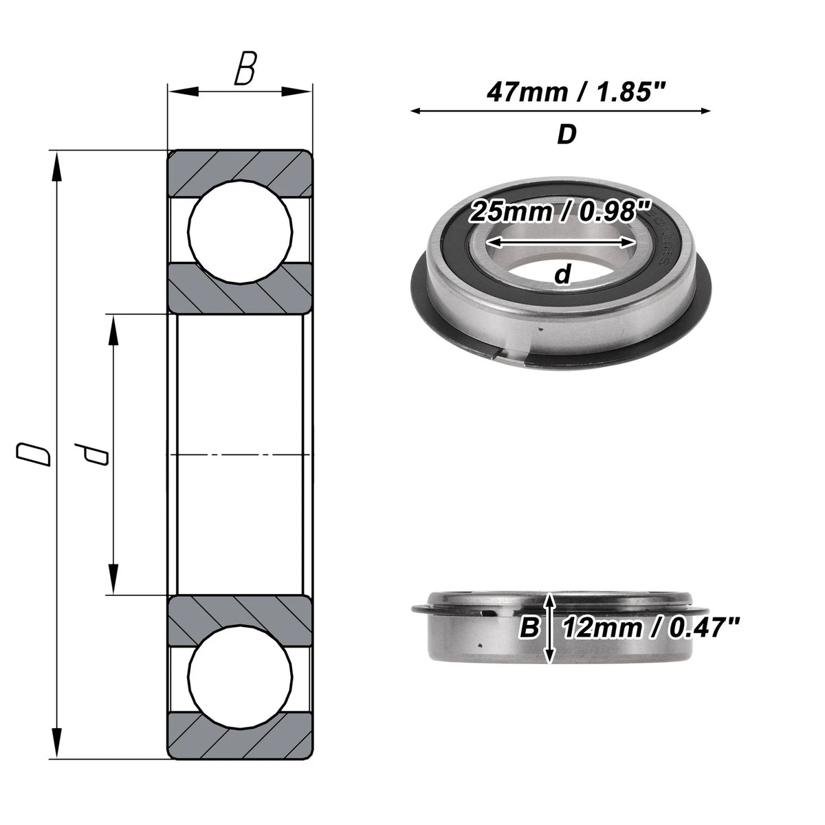 6005NR2RS Deep Groove Ball Bearings for Scooter Skateboard (25x47x12mm)
