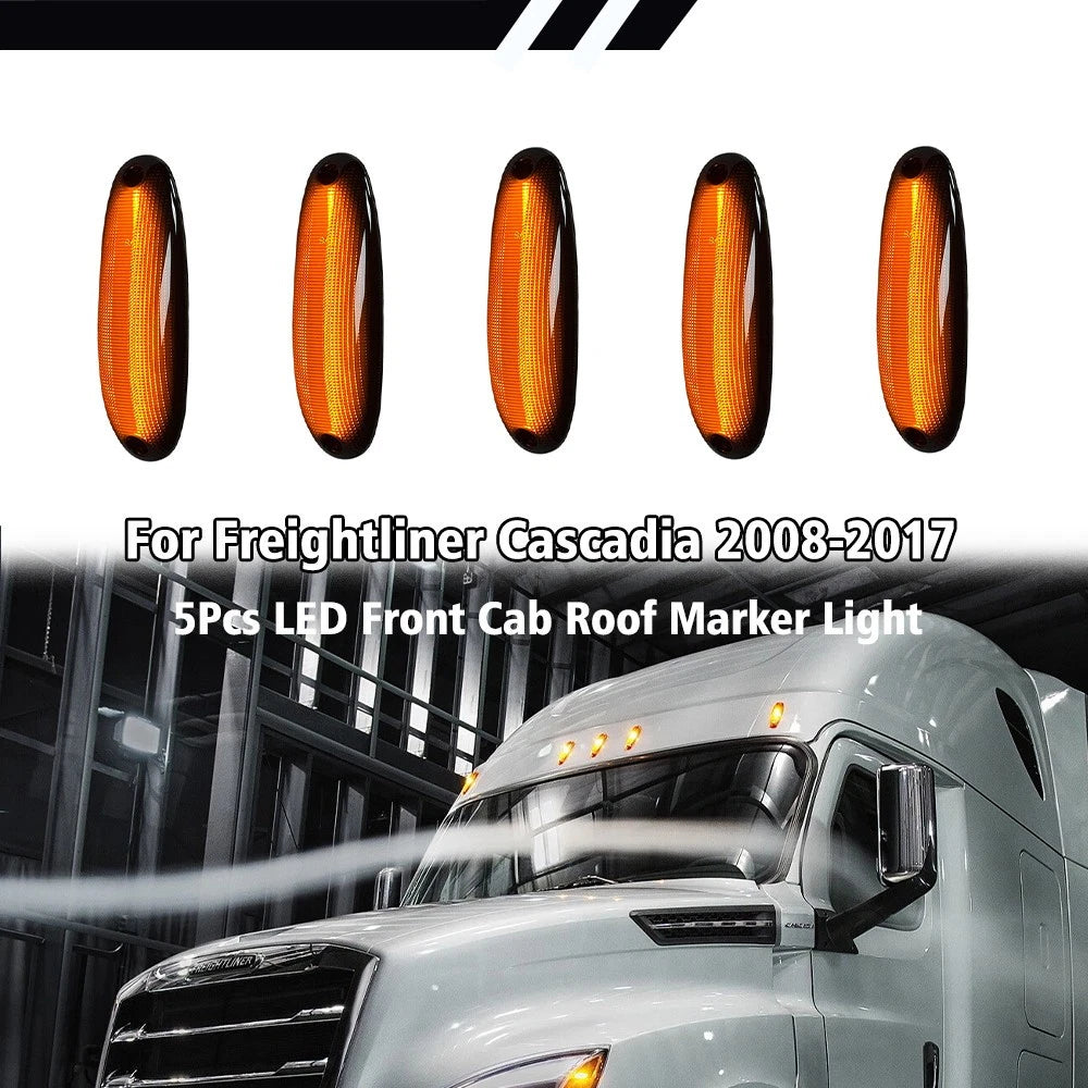 5Pcs Amber LED Front Cab Roof Marker Light for Freightliner Cascadia (2008–2017)