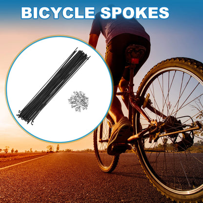 Bicycle Spokes Set 14G 245mm Steel for Mountain Bike 36PCS Black