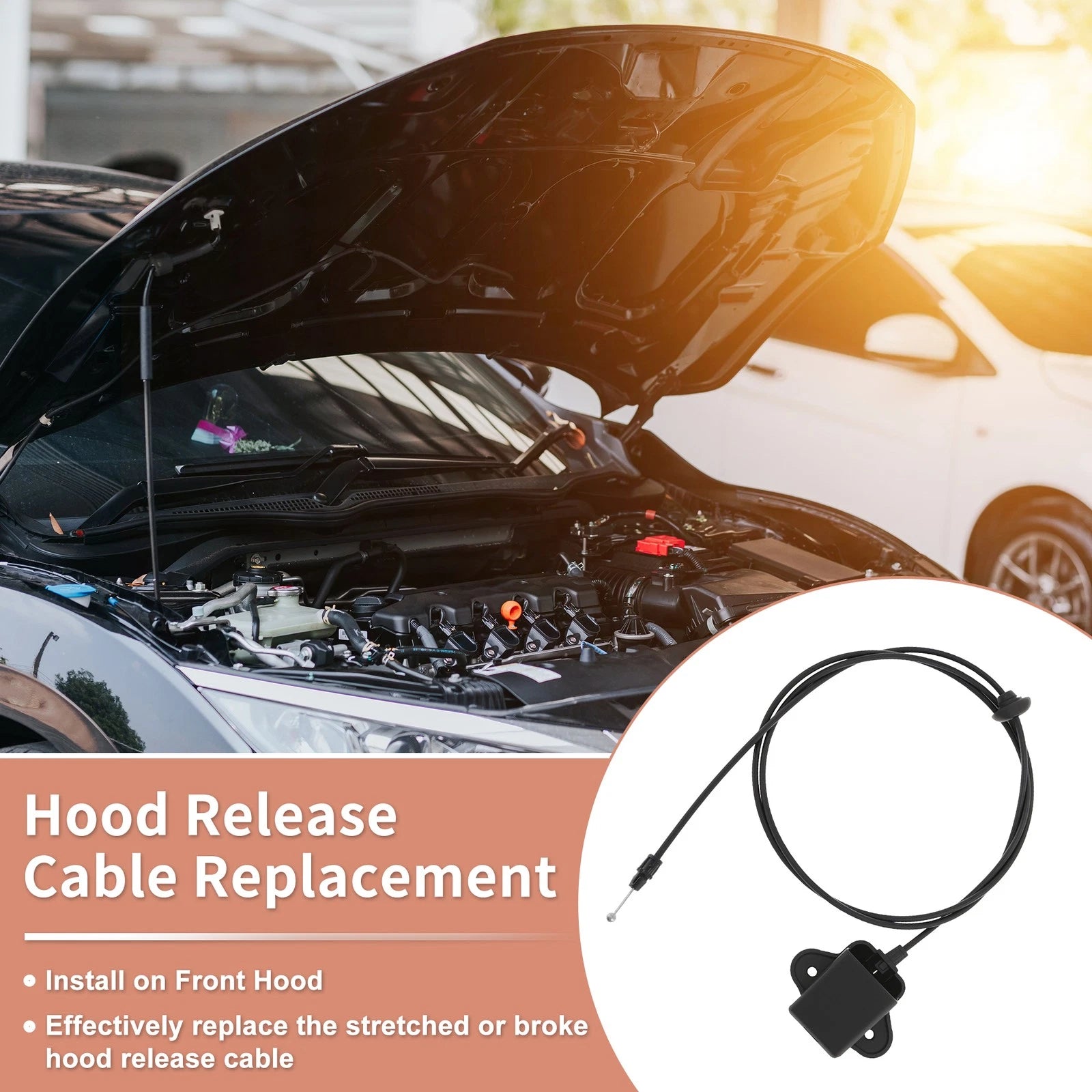 Hood Latch Release Cable Replacement for Chrysler Town & Country Dodge Caravan (2008–2016)