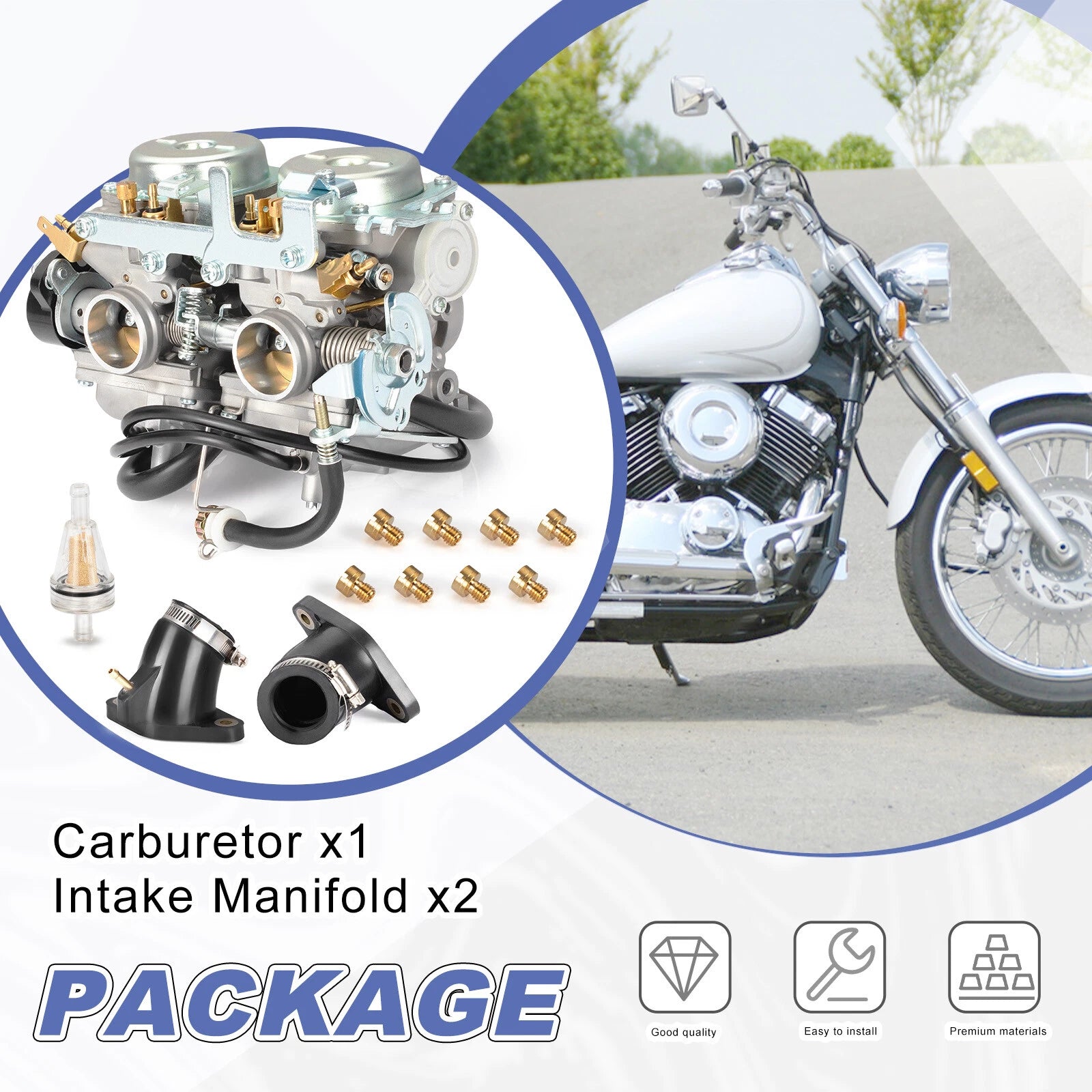 Carb Intake Manifold for Yamaha V-Star 650 Classic Custom Silverado (1998–2003)