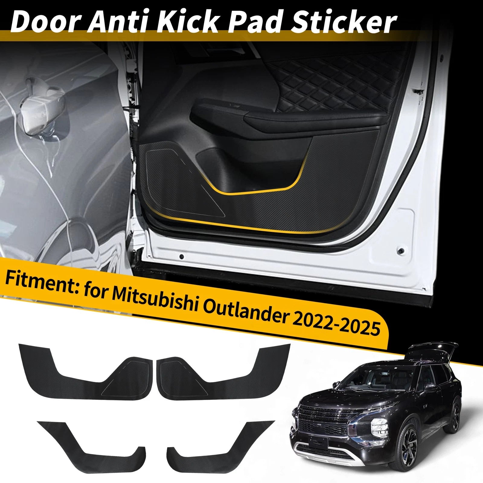 Car Door Anti Kick Pad Scratch Protector for Mitsubishi Outlander (2022–2025)