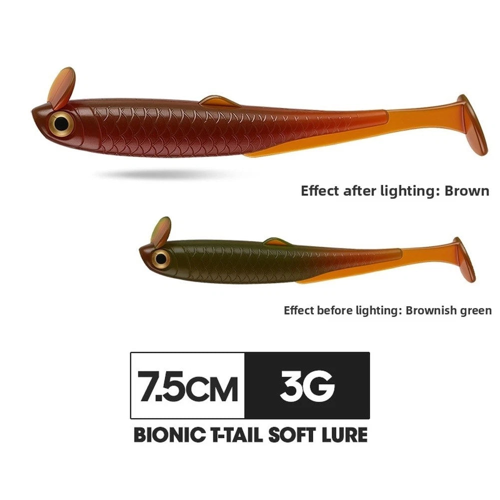 7.5cm T-Tail Soft Fishing Lure 3g PVC for Multiple Rigging