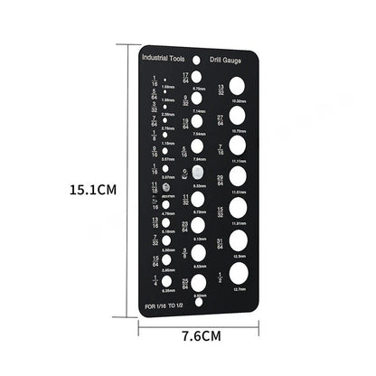 Drill Bit Gauge Ruler for Workshop Use - Stainless Steel Construction