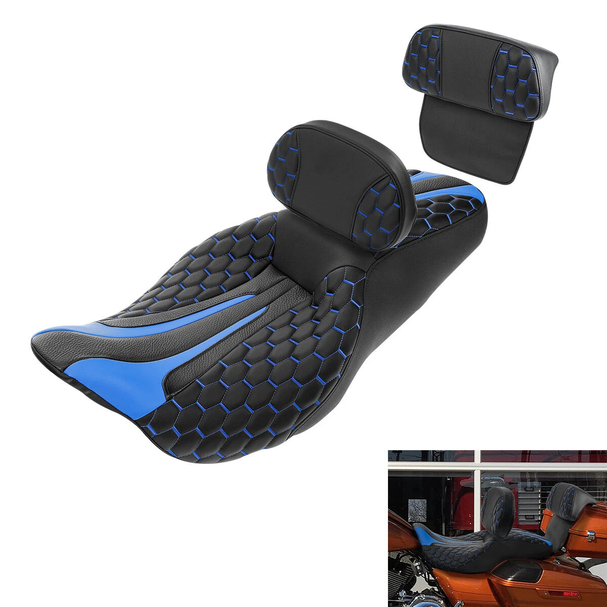 Seat & Backrest Pad for Harley Touring Street Glide (2014–2023)