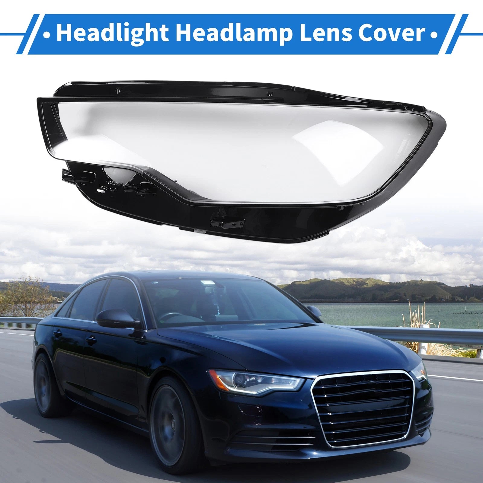 Headlight Lens Cover Front Left Replacement for Audi A6 (2012–2014)