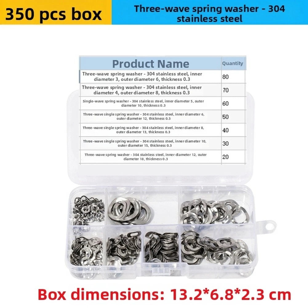 350pcs Wave Spring Washers for Secure Fastening (304 Stainless Steel)