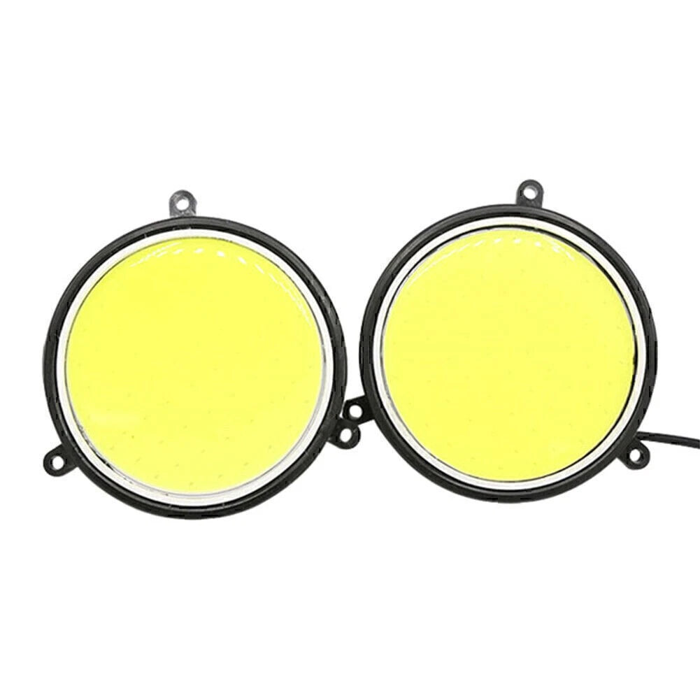 Pair Round Shape COB White LED Light Car Daytime Running Driving Light DRL Lamp