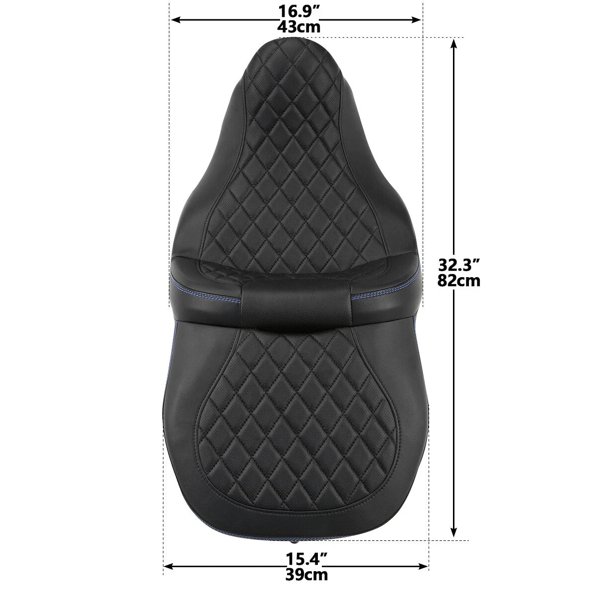 Driver Passenger Seat & Backrest for Harley Touring (2014–2023) Black Blue