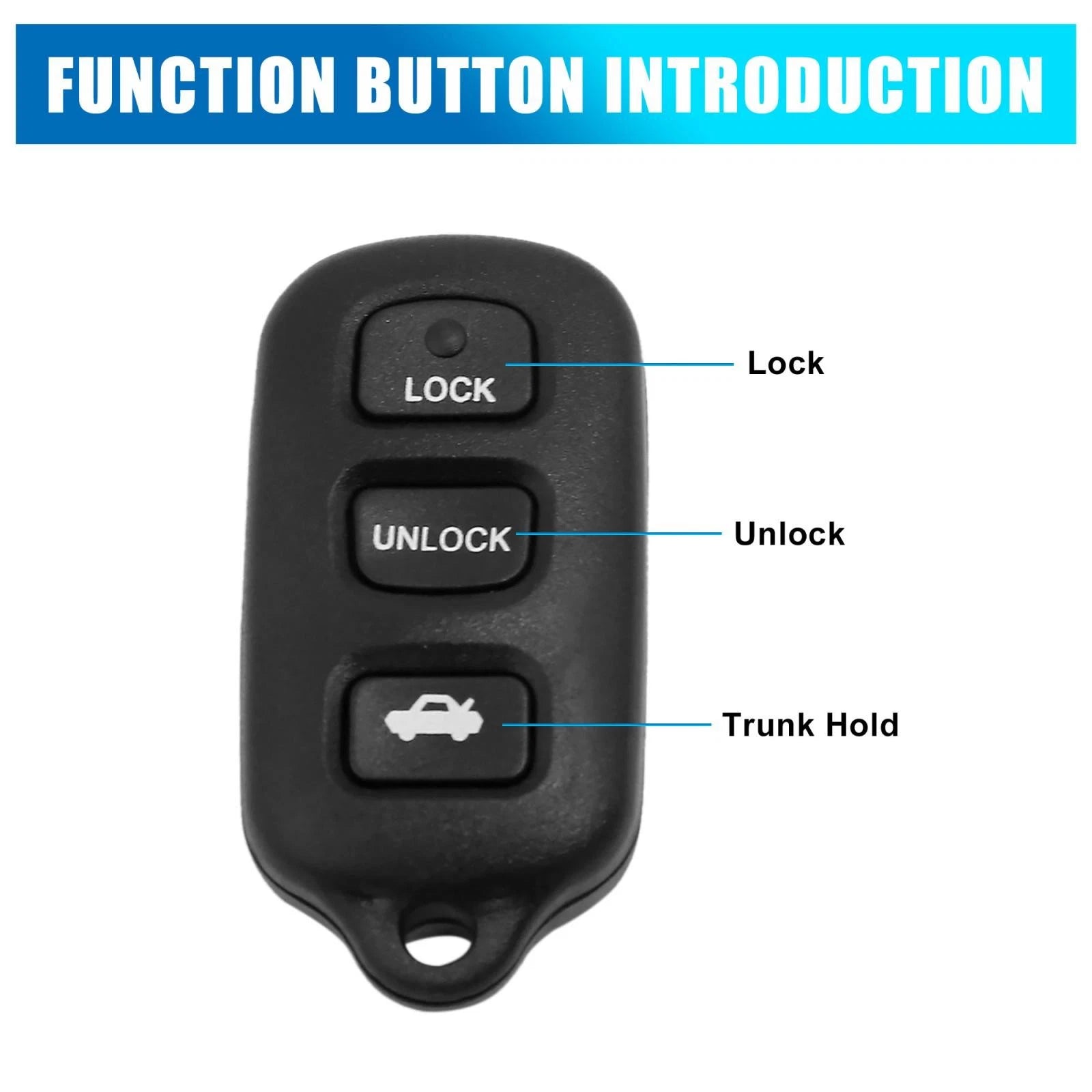 Replacement Remote Key Shell Case for Toyota Lexus 4-Button Black (4 Keys) (2000–2000)