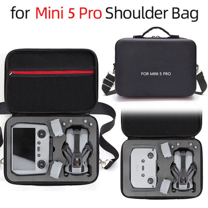 For DJI For Mini 5 Pro Compatible PU Leather Case with Shoulder Strap Black