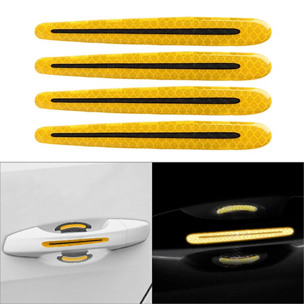 Carbon Fiber Door Handle Stickers for Car Protection - Red Reflective