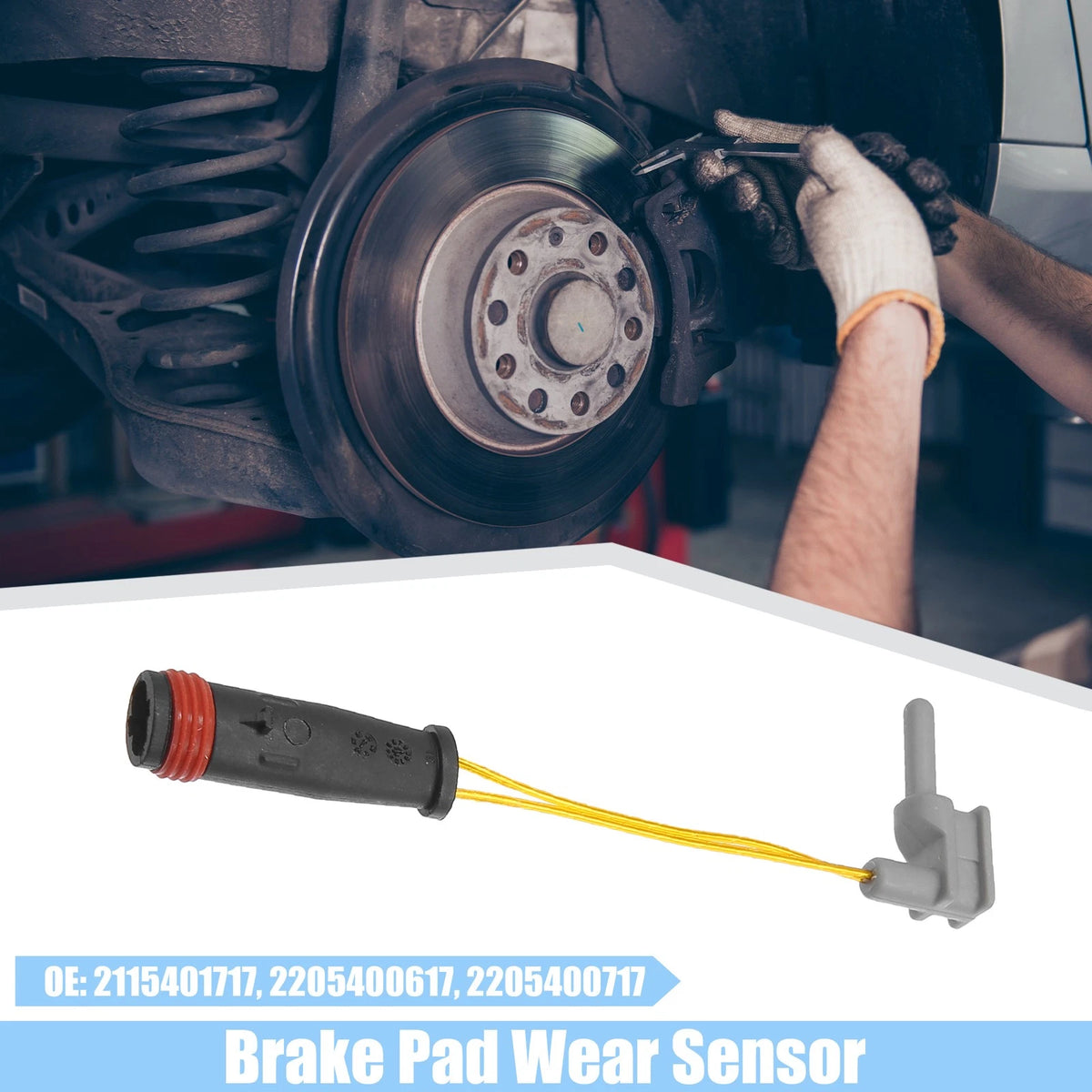 Front Rear Brake Pad Wear Sensor Lead for Mercedes-Benz (Black Gold Tone) (4 Pcs)