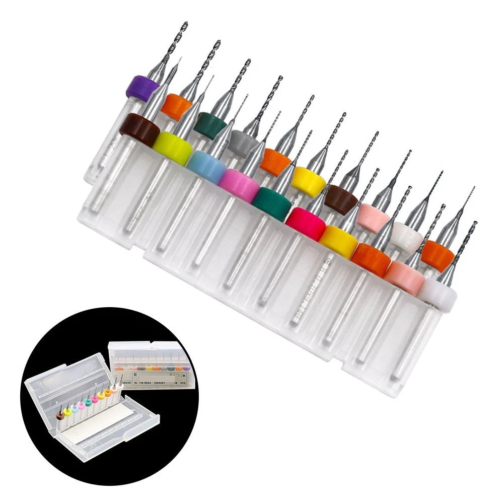 Set of 20 PCB Drill Bits 3.175mm for Engraving (Colorful)