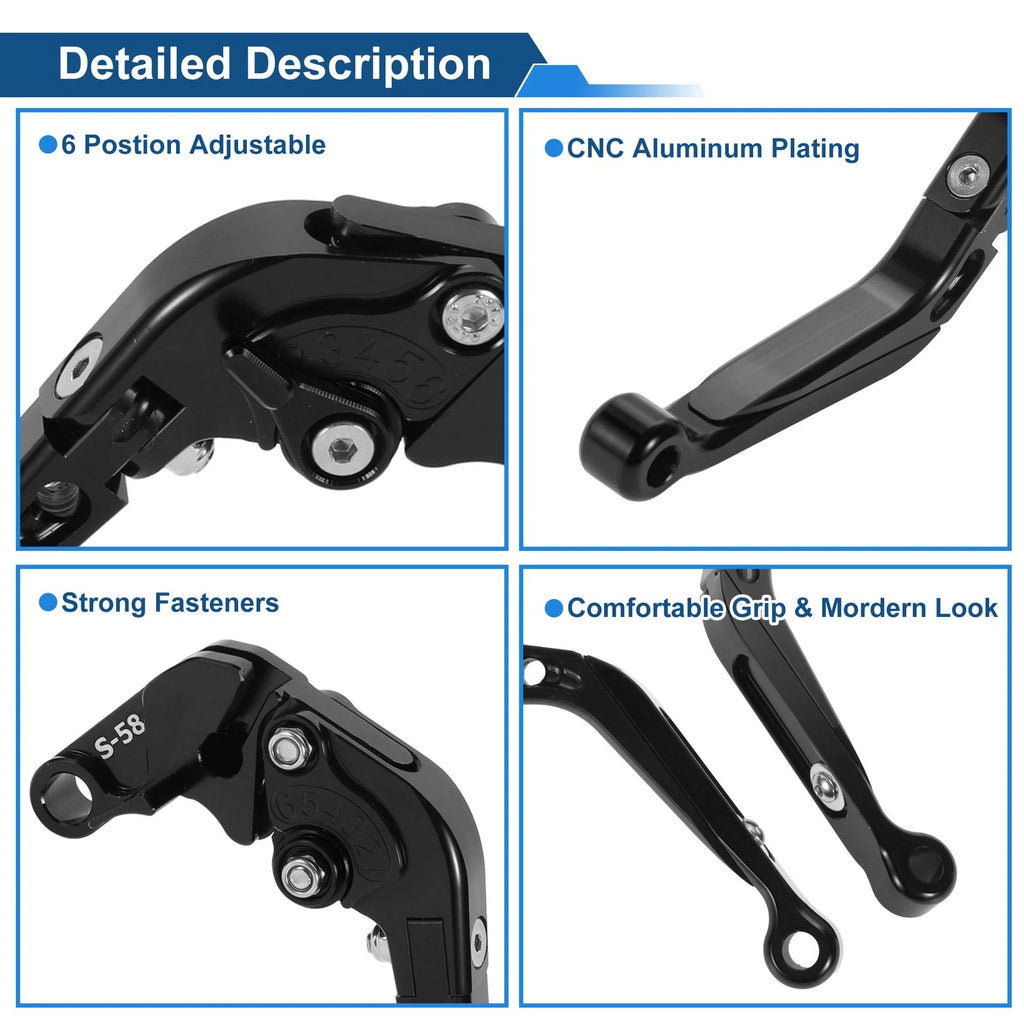 Short/Long Brake Clutch Levers for Aprilia RS660 (2020–2025) 1 Pair Solid Black