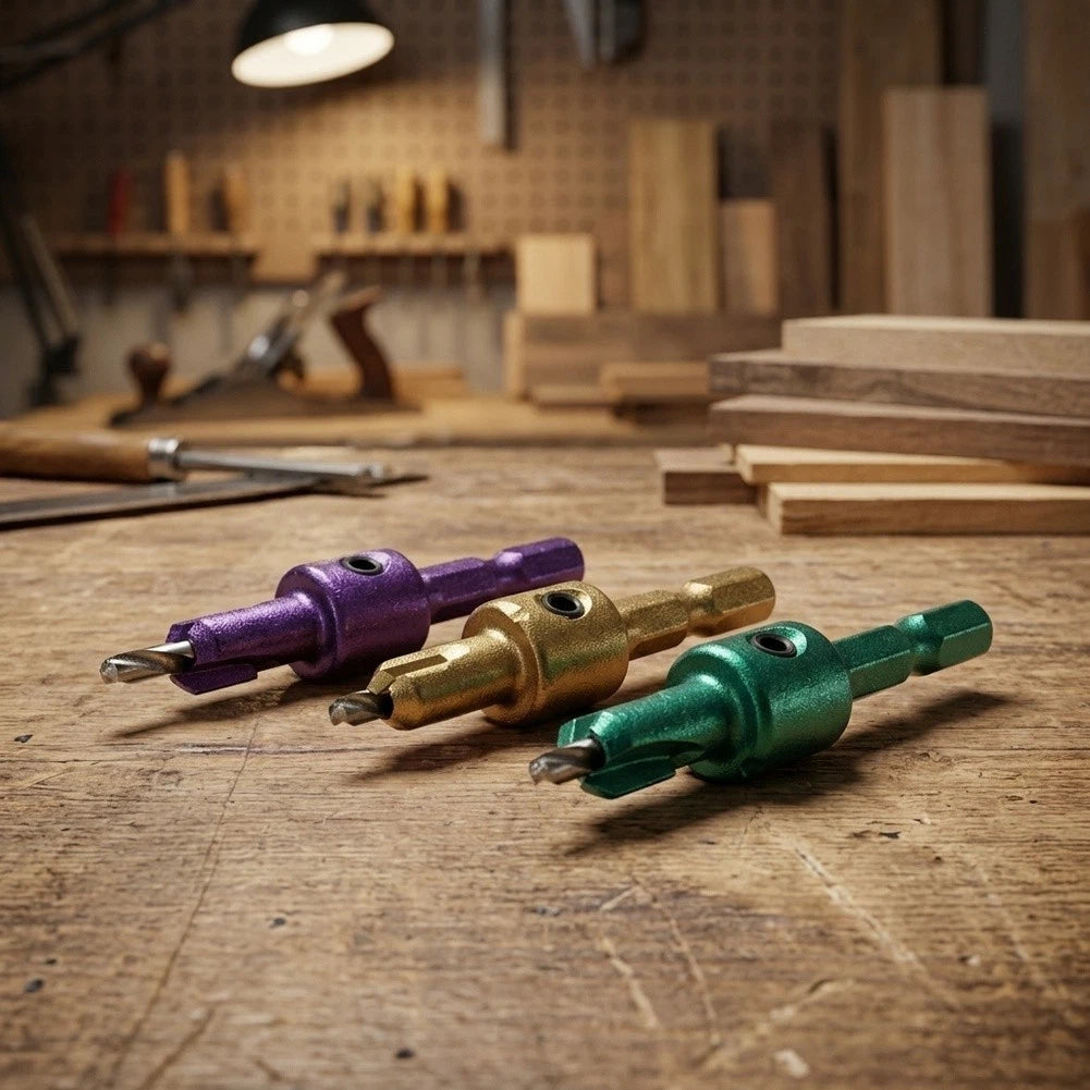 3PCS Countersink Drill Bit Set 283 32mm Hex Shank for Woodworking
