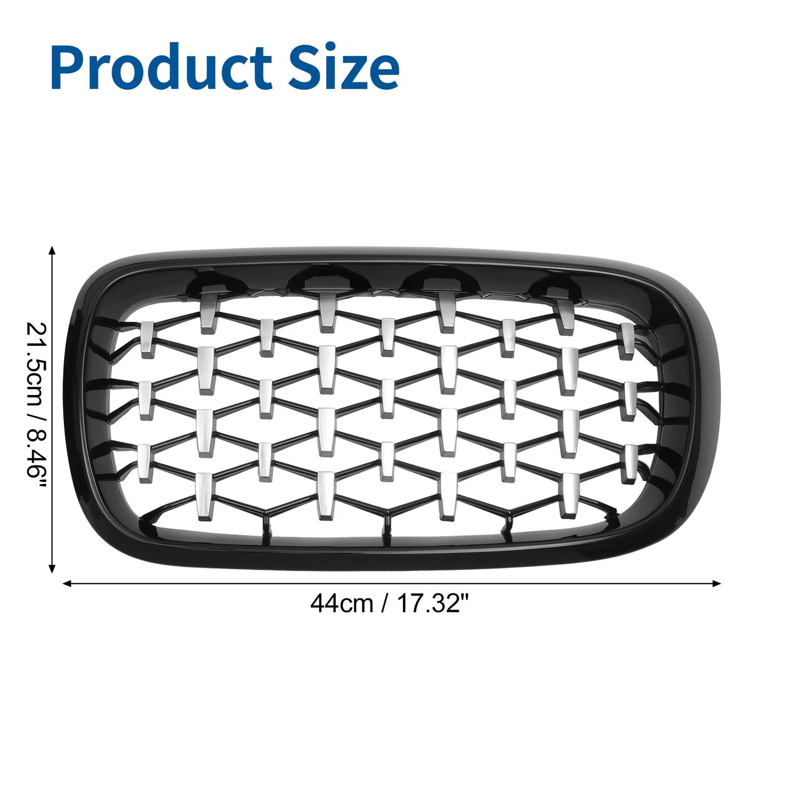 Front Hood Bumper Grille Pair for BMW X5 (2014–2016) Black Silver Tone