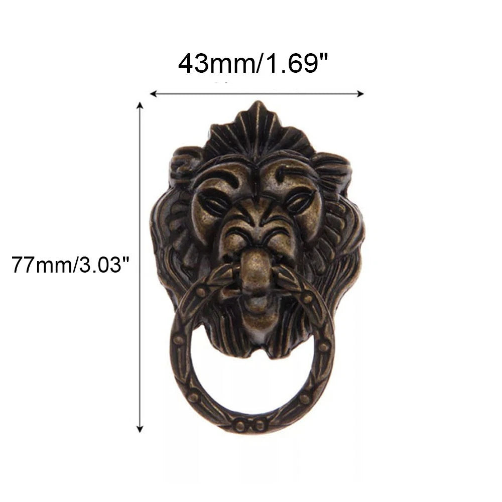 2Pcs Antique Lion Head Pull Handle for Cabinet Dresser Drawer