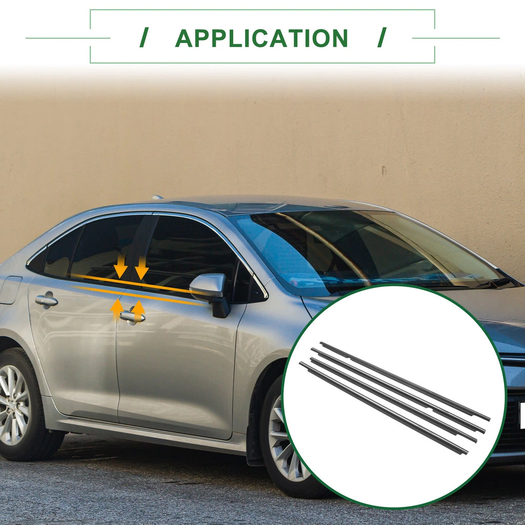 4pcs Window Seal Weatherstrip Replacement for Toyota Corolla (2001–2008)