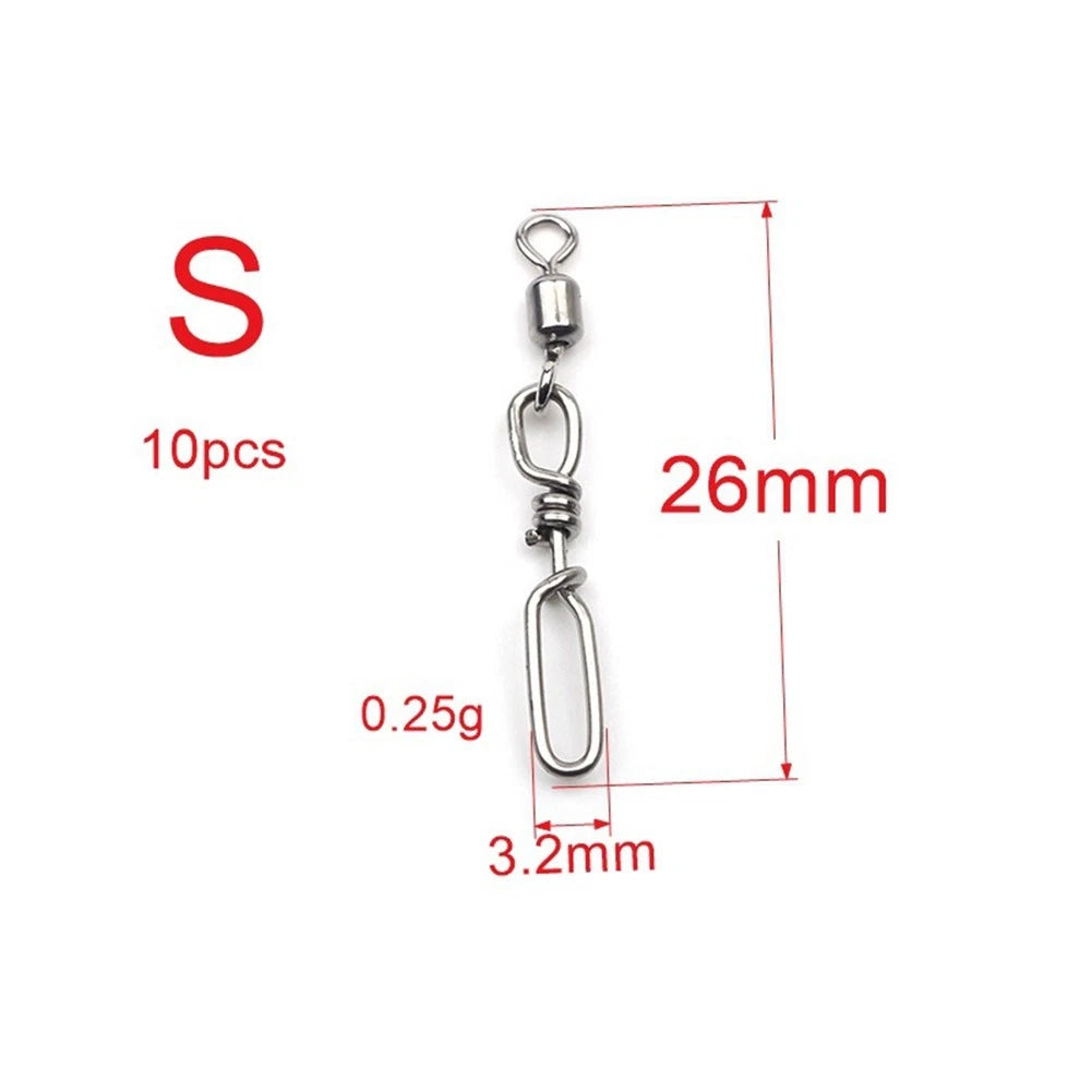 10pcs Long Line Clip Snap with Rolling Swivel & Lock Snap Connector