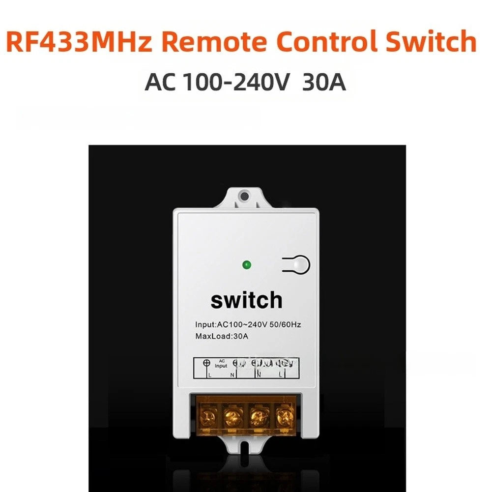 Single Channel Remote Control Switch 30A 100-240VAC Wireless RF 433 MHz