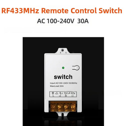 Single Channel Remote Control Switch 30A 100-240VAC Wireless RF 433 MHz