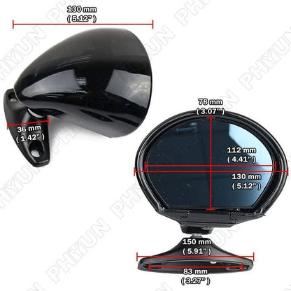 Pair Vintage Classic Car Door Wing Rear View Side Mirrors Black Shell Blue Glass