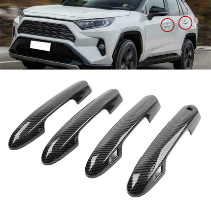 Carbon Fiber Pattern Side Door Handle Cover Trim Fit Toyota RAV4 2019 2020