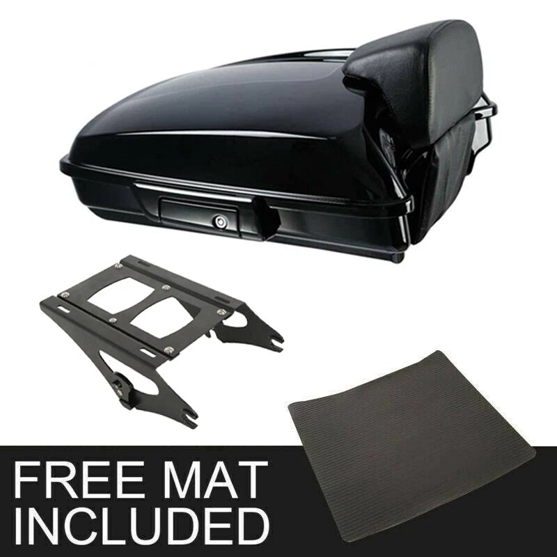 Black Razor Trunk Backrest Mount Rack for Harley Touring (2014–2026)