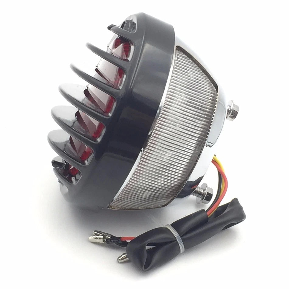 HTTMT Chrome Black LED Tail Brake Light for Custom Vehicles (Pre-Grilled)